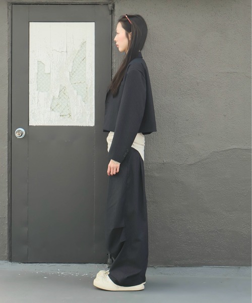 INTER FACTORY（インターファクトリー）の「カイチ - ワイドタックスラックス - made in INTER FACTORY（スラックス・メンズ・ネイビー/ブラック・SMALL/MEDIUM/LARGE）」の7枚目の写真