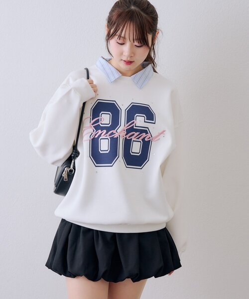 continuer de NICE CLAUP（コンティニューデナイスクラップ）の「ドッキングナンバリングプルオーバー（スウェット・レディース・ネイビー/トップグレー/オフホワイト・FREE）」の5枚目の写真