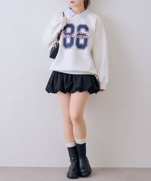 continuer de NICE CLAUP（コンティニューデナイスクラップ）の「ドッキングナンバリングプルオーバー（スウェット・レディース・ネイビー/トップグレー/オフホワイト・FREE）」の6枚目の写真