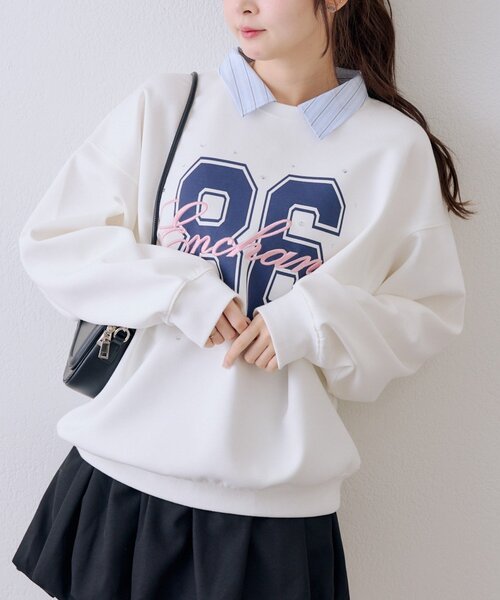 continuer de NICE CLAUP（コンティニューデナイスクラップ）の「ドッキングナンバリングプルオーバー（スウェット・レディース・ネイビー/トップグレー/オフホワイト・FREE）」の8枚目の写真