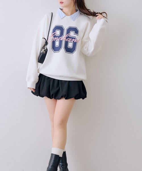 continuer de NICE CLAUP（コンティニューデナイスクラップ）の「ドッキングナンバリングプルオーバー（スウェット・レディース・ネイビー/トップグレー/オフホワイト・FREE）」の9枚目の写真