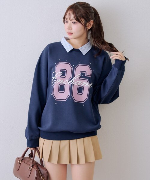 continuer de NICE CLAUP（コンティニューデナイスクラップ）の「ドッキングナンバリングプルオーバー（スウェット・レディース・ネイビー/トップグレー/オフホワイト・FREE）」の15枚目の写真