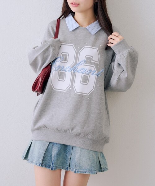 continuer de NICE CLAUP（コンティニューデナイスクラップ）の「ドッキングナンバリングプルオーバー（スウェット・レディース・ネイビー/トップグレー/オフホワイト・FREE）」の17枚目の写真