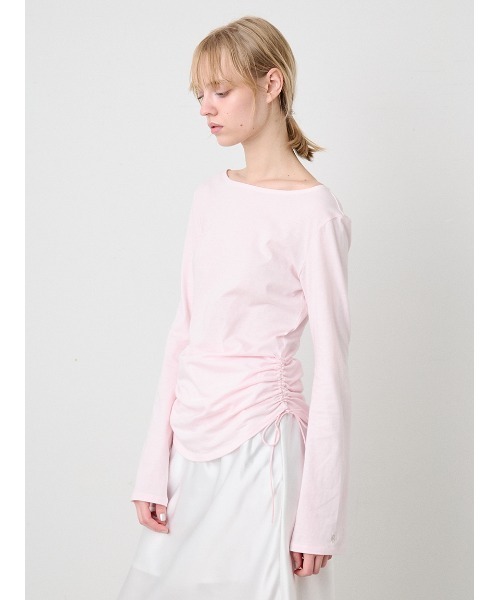 Side Ribbon Long Tshirt/サイドリボン ロングTシャツ（Tシャツ