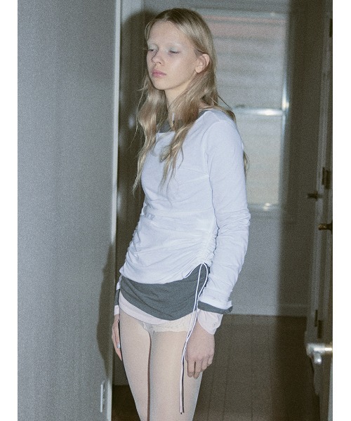 SORIN(ソリン )の「Side Ribbon Long Tshirt/サイドリボン ロングTシャツ(Tシャツ/カットソー・レディース・ライトピンク/ダークグレー/ミント/ホワイト・38)」の2枚目の写真