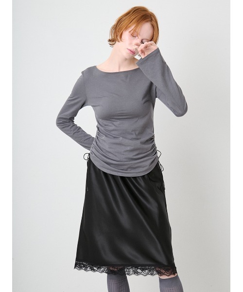 SORIN(ソリン )の「Side Ribbon Long Tshirt/サイドリボン ロングTシャツ(Tシャツ/カットソー・レディース・ライトピンク/ダークグレー/ミント/ホワイト・38)」の22枚目の写真