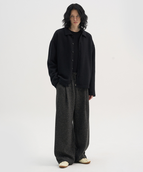 TRIP LE SENS（トリップ ル センス）の「[F/W]ネフテクスチャーワンタックカーブバンディングパンツ_メランブラック（スウェットパンツ・メンズ・その他・M/L）」の3枚目の写真