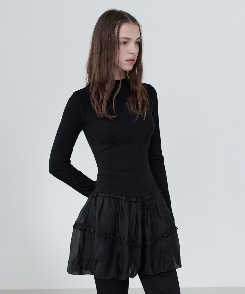 ROLAROLA(ロラロラ)の「BALLOON JERSEY DRESS BLACK(ワンピース・レディース・ブラック・S/M)」の2枚目の写真