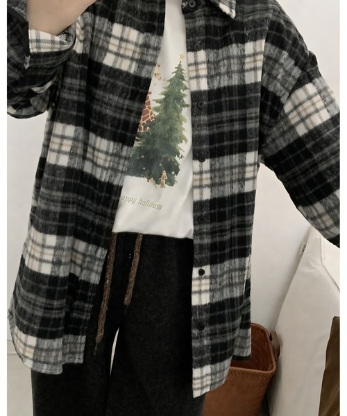CANVAS+(キャンバスプラス)の「【CANVAS+】起毛チェックシャツ(シャツ/ブラウス・レディース・モカ/ブラック/ワインレッド/ブルー・M)」の14枚目の写真