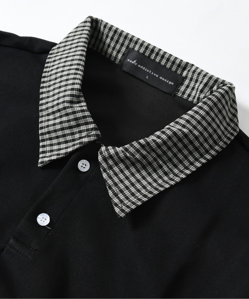 neos(ネオス)の「【neos】ポロシャツ メンズ フェイクレイヤード チェック スキッパー ルーズシルエット 長袖 オーバーサイズ(Tシャツ/カットソー・メンズ・ブラック/ホワイト・X-LARGE/LARGE/MEDIUM)」の19枚目の写真