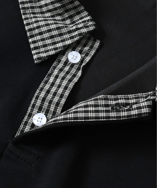 neos(ネオス)の「【neos】ポロシャツ メンズ フェイクレイヤード チェック スキッパー ルーズシルエット 長袖 オーバーサイズ(Tシャツ/カットソー・メンズ・ブラック/ホワイト・X-LARGE/LARGE/MEDIUM)」の20枚目の写真