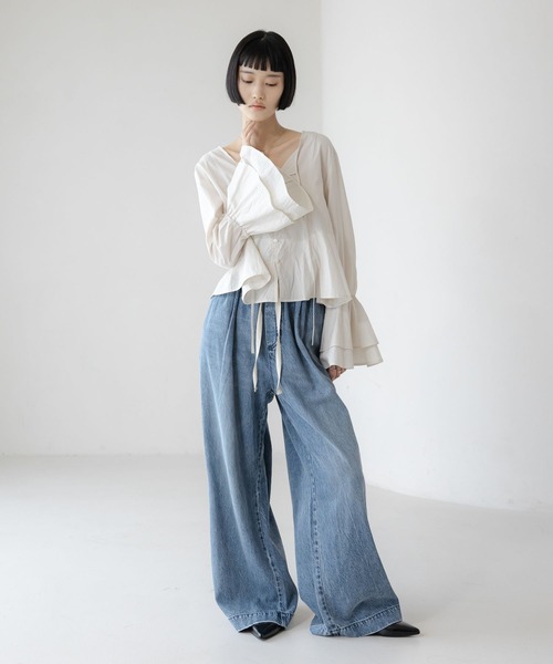 LOWRYS FARM（ローリーズファーム）の「キャンディスリーブブラウス 　642414（シャツ/ブラウス・レディース・ブラック/ライトベージュ/ブラック系その他・FREE）」の5枚目の写真