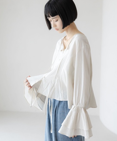 LOWRYS FARM（ローリーズファーム）の「キャンディスリーブブラウス 　642414（シャツ/ブラウス・レディース・ブラック/ライトベージュ/ブラック系その他・FREE）」の7枚目の写真