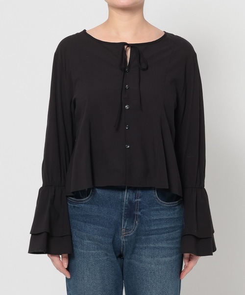 LOWRYS FARM（ローリーズファーム）の「キャンディスリーブブラウス 　642414（シャツ/ブラウス・レディース・ブラック/ライトベージュ/ブラック系その他・FREE）」の9枚目の写真