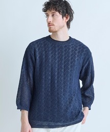 MEN'S BIGI（メンズビギ）の「変形アーガイルシアーニット7分袖TEE（ニット/セーター）」