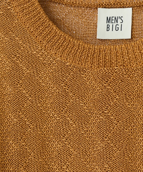 MEN'S BIGI(メンズビギ)の「変形アーガイルシアーニット7分袖Tシャツ(ニット/セーター・メンズ・ネイビー/イエロー/グリーン/ブラック・04/03/02)」の8枚目の写真