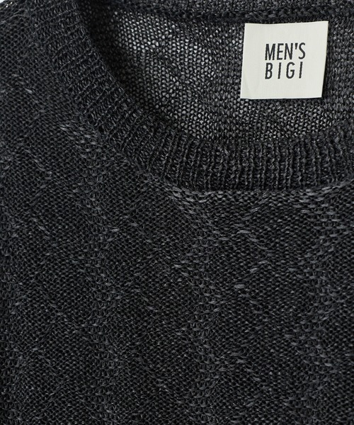 MEN'S BIGI(メンズビギ)の「変形アーガイルシアーニット7分袖Tシャツ(ニット/セーター・メンズ・ネイビー/イエロー/グリーン/ブラック・04/03/02)」の12枚目の写真