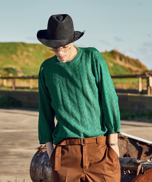 MEN'S BIGI（メンズビギ）の「変形アーガイルシアーニット7分袖Tシャツ（ニット/セーター・メンズ・ネイビー/イエロー/グリーン/ブラック・04/03/02）」の13枚目の写真