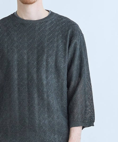 MEN'S BIGI（メンズビギ）の「変形アーガイルシアーニット7分袖Tシャツ（ニット/セーター・メンズ・ネイビー/イエロー/グリーン/ブラック・04/03/02）」の21枚目の写真