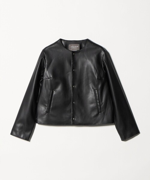 A DAY IN THE LIFE UNITED ARROWS(アデイインザライフユナイテッドアローズ)の「レザーライク ブルゾン <A DAY IN THE LIFE>(ライダースジャケット・レディース・グレー系/ブラック・FREE)」の2枚目の写真