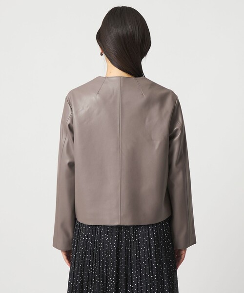 A DAY IN THE LIFE UNITED ARROWS(アデイインザライフユナイテッドアローズ)の「レザーライク ブルゾン <A DAY IN THE LIFE>(ライダースジャケット・レディース・グレー系/ブラック・FREE)」の8枚目の写真