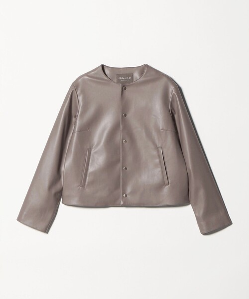 A DAY IN THE LIFE UNITED ARROWS(アデイインザライフユナイテッドアローズ)の「レザーライク ブルゾン <A DAY IN THE LIFE>(ライダースジャケット・レディース・グレー系/ブラック・FREE)」の9枚目の写真