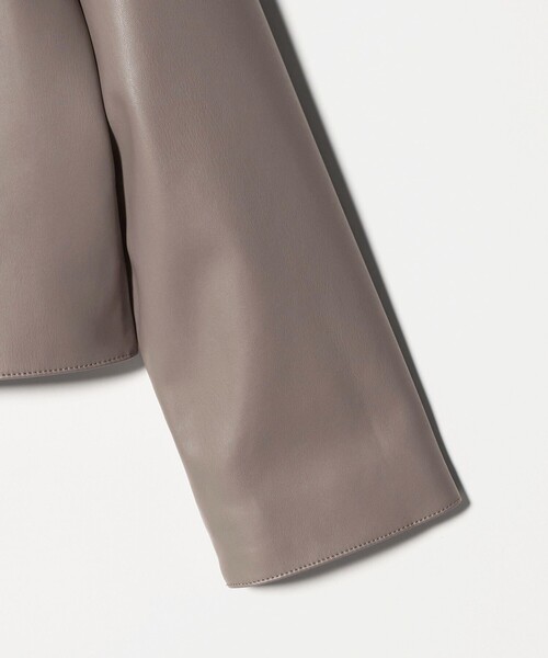 A DAY IN THE LIFE UNITED ARROWS(アデイインザライフユナイテッドアローズ)の「レザーライク ブルゾン <A DAY IN THE LIFE>(ライダースジャケット・レディース・グレー系/ブラック・FREE)」の12枚目の写真