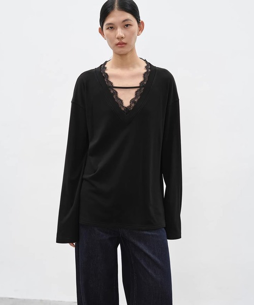 EIGHTHMONTH(エイスマンス)の「Vネックレーストップス EM26s023【EIGHTHMONTH】(Tシャツ/カットソー・レディース・グレー/ブラック・S/M)」の17枚目の写真