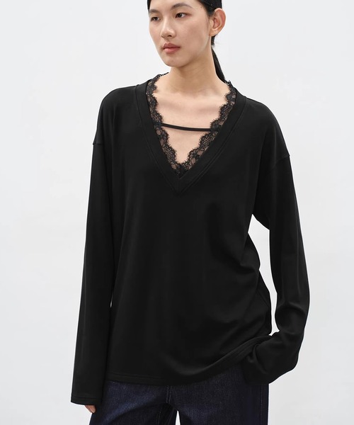 EIGHTHMONTH(エイスマンス)の「Vネックレーストップス EM26s023【EIGHTHMONTH】(Tシャツ/カットソー・レディース・グレー/ブラック・S/M)」の18枚目の写真