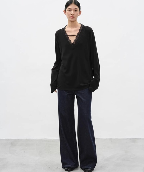 EIGHTHMONTH(エイスマンス)の「Vネックレーストップス EM26s023【EIGHTHMONTH】(Tシャツ/カットソー・レディース・グレー/ブラック・S/M)」の22枚目の写真