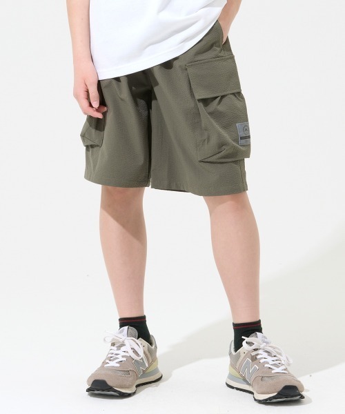 KRIFF MAYER Kid's Collection(クリフメイヤーキッズコレクション)の「【速乾・軽量】シアサッカーカーゴショーツ(その他パンツ・キッズ・ベージュ/ブラック/オリーブ/グレー・120/130/140/150/160/170)」の10枚目の写真