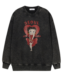 CNVS（ベティ ブープ）の「ベティブープ モンロー ソウル オーバーサイズ スウェットシャツ_チャコール（スウェット）」