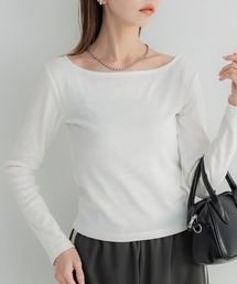 ボートネックリブTシャツ