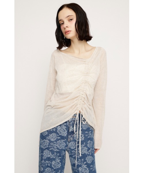 SLY（スライ）の「SHEER KNIT TOPS シアーニットトップス 春服（ニット/セーター・レディース・ブラウン/ブラック/アイボリー/ライトイエロー・FREE）」の13枚目の写真