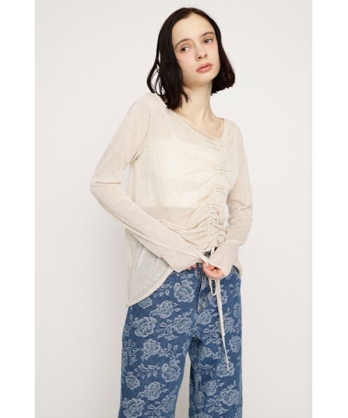 SLY（スライ）の「SHEER KNIT TOPS シアーニットトップス 春服（ニット/セーター・レディース・ブラウン/ブラック/アイボリー/ライトイエロー・FREE）」の15枚目の写真