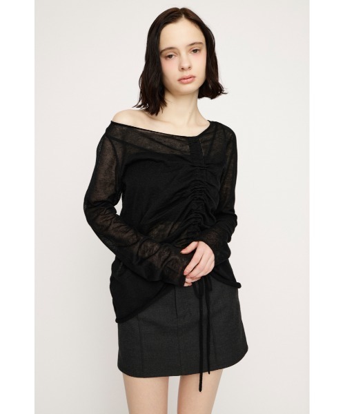 SLY（スライ）の「SHEER KNIT TOPS シアーニットトップス 春服（ニット/セーター・レディース・ブラウン/ブラック/アイボリー/ライトイエロー・FREE）」の21枚目の写真