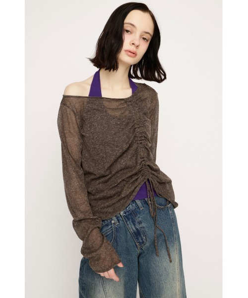 SLY（スライ）の「SHEER KNIT TOPS シアーニットトップス 春服（ニット/セーター・レディース・ブラウン/ブラック/アイボリー/ライトイエロー・FREE）」の7枚目の写真