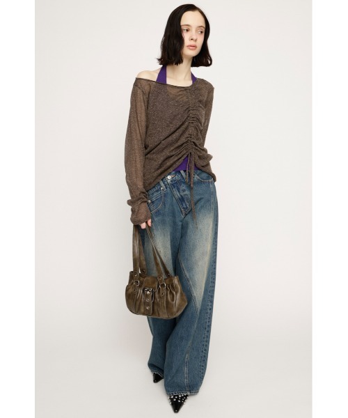 SLY（スライ）の「SHEER KNIT TOPS シアーニットトップス 春服（ニット/セーター・レディース・ブラウン/ブラック/アイボリー/ライトイエロー・FREE）」の8枚目の写真