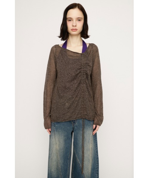 SLY（スライ）の「SHEER KNIT TOPS シアーニットトップス 春服（ニット/セーター・レディース・ブラウン/ブラック/アイボリー/ライトイエロー・FREE）」の10枚目の写真