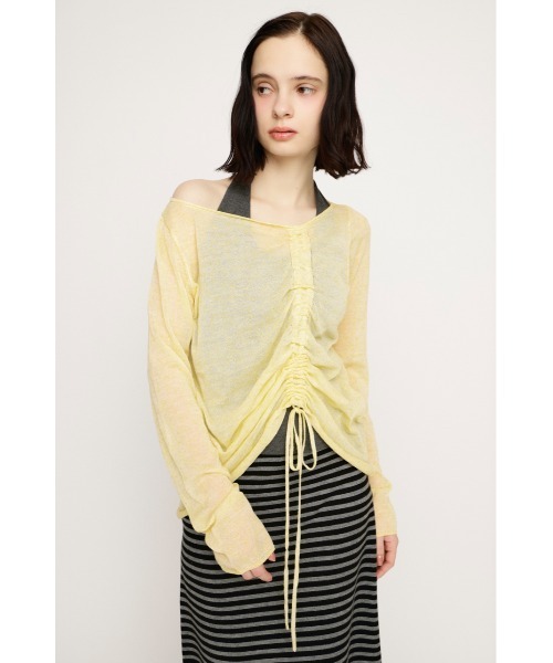 SLY（スライ）の「SHEER KNIT TOPS シアーニットトップス 春服（ニット/セーター・レディース・ブラウン/ブラック/アイボリー/ライトイエロー・FREE）」の11枚目の写真