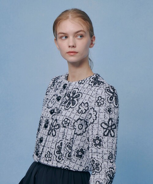 LOULOU WILLOUGHBY（ルルウィルビー）の「【LOULOU WILLOUGHBY】MALHIA ツイードクルージャケット（ノーカラージャケット・レディース・ブラック系その他・2/1）」の6枚目の写真