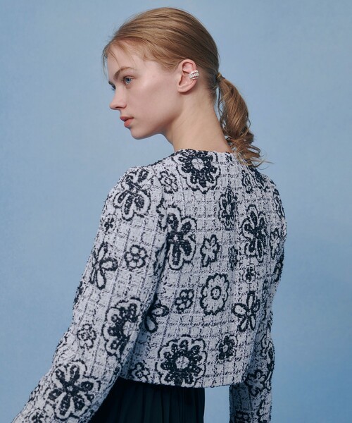 LOULOU WILLOUGHBY（ルルウィルビー）の「【LOULOU WILLOUGHBY】MALHIA ツイードクルージャケット（ノーカラージャケット・レディース・ブラック系その他・2/1）」の7枚目の写真