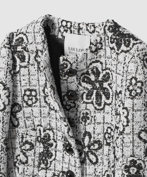 LOULOU WILLOUGHBY（ルルウィルビー）の「【LOULOU WILLOUGHBY】MALHIA ツイードクルージャケット（ノーカラージャケット・レディース・ブラック系その他・2/1）」の12枚目の写真