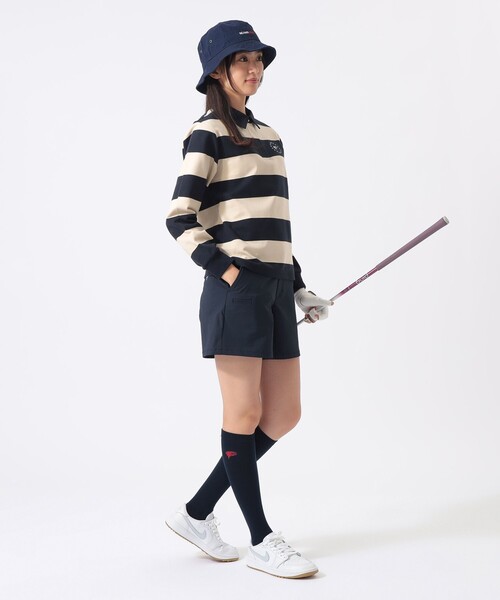 BEAMS GOLF(ビームスゴルフ)の「ORANGE LABEL / ボーダー ロングスリーブ シャツ(ポロシャツ・レディース・グリーン/オフホワイト・MEDIUM/LARGE)」の18枚目の写真