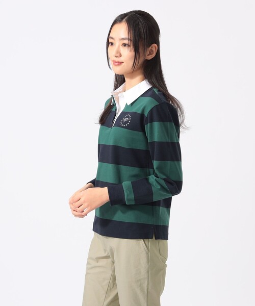 BEAMS GOLF(ビームスゴルフ)の「ORANGE LABEL / ボーダー ロングスリーブ シャツ(ポロシャツ・レディース・グリーン/オフホワイト・MEDIUM/LARGE)」の21枚目の写真