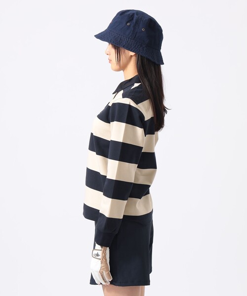 BEAMS GOLF(ビームスゴルフ)の「ORANGE LABEL / ボーダー ロングスリーブ シャツ(ポロシャツ・レディース・グリーン/オフホワイト・MEDIUM/LARGE)」の3枚目の写真