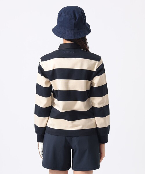 BEAMS GOLF(ビームスゴルフ)の「ORANGE LABEL / ボーダー ロングスリーブ シャツ(ポロシャツ・レディース・グリーン/オフホワイト・MEDIUM/LARGE)」の5枚目の写真