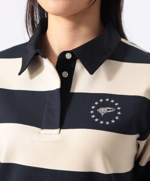 BEAMS GOLF(ビームスゴルフ)の「ORANGE LABEL / ボーダー ロングスリーブ シャツ(ポロシャツ・レディース・グリーン/オフホワイト・MEDIUM/LARGE)」の7枚目の写真