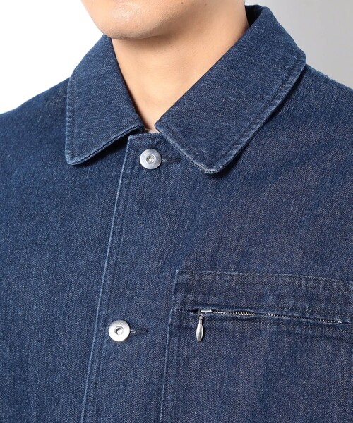 Grand PARK（グランドパーク）の「BROOKLYN OVERALLデニムカバーオール（デニムジャケット・メンズ・ネイビー/ブルー・L/M）」の6枚目の写真