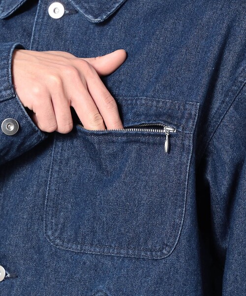 Grand PARK（グランドパーク）の「BROOKLYN OVERALLデニムカバーオール（デニムジャケット・メンズ・ネイビー/ブルー・L/M）」の7枚目の写真